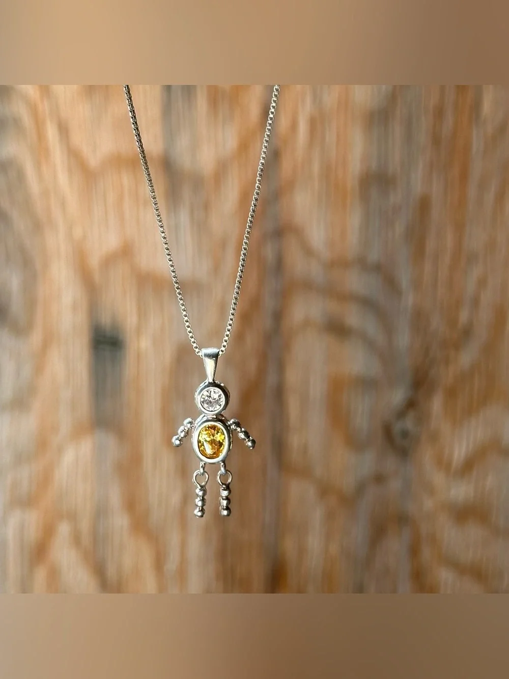 925 Sterling Silver November Birthstone Boy Charm Pendant Necklace